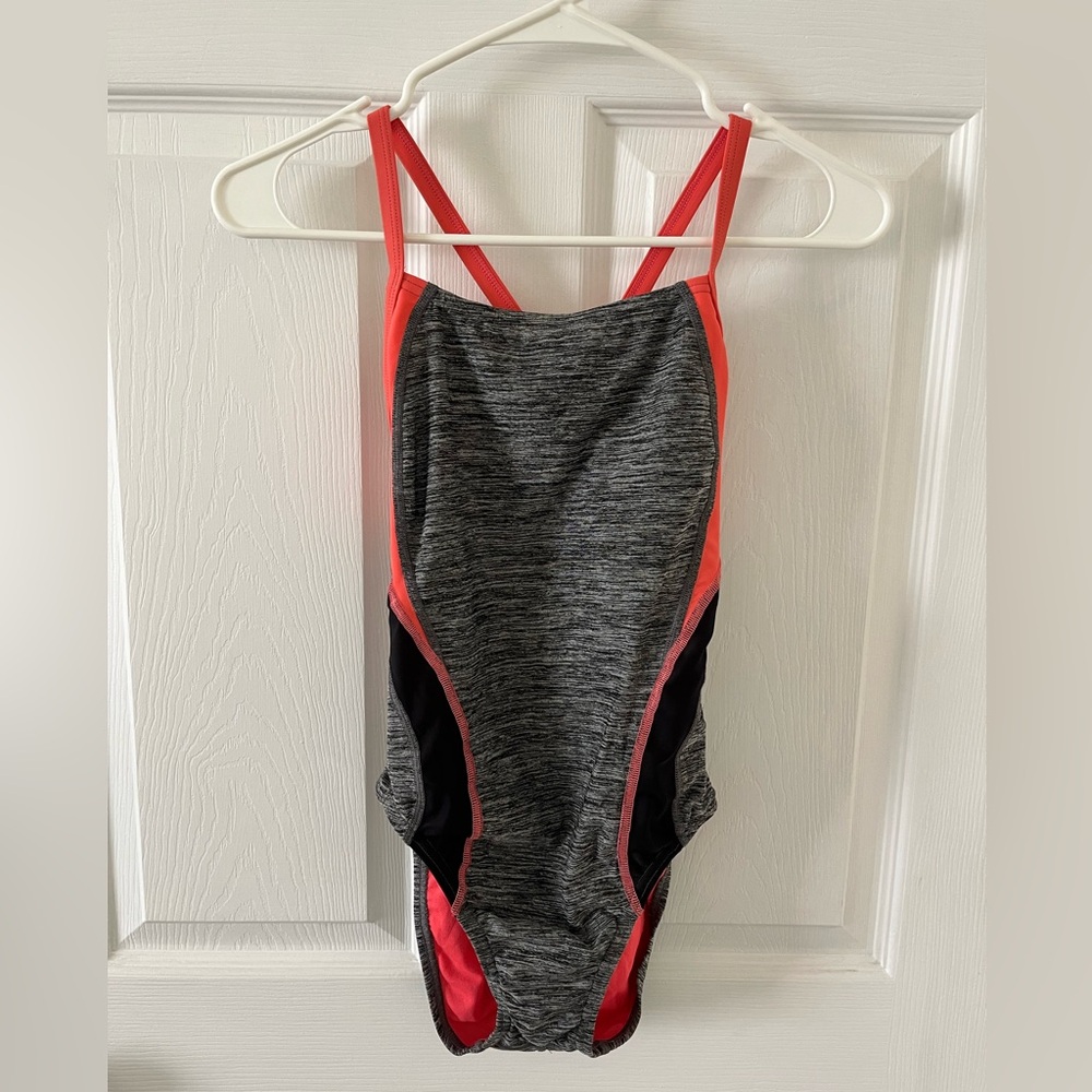 Speedo Coral and Charcoal Swimsuit